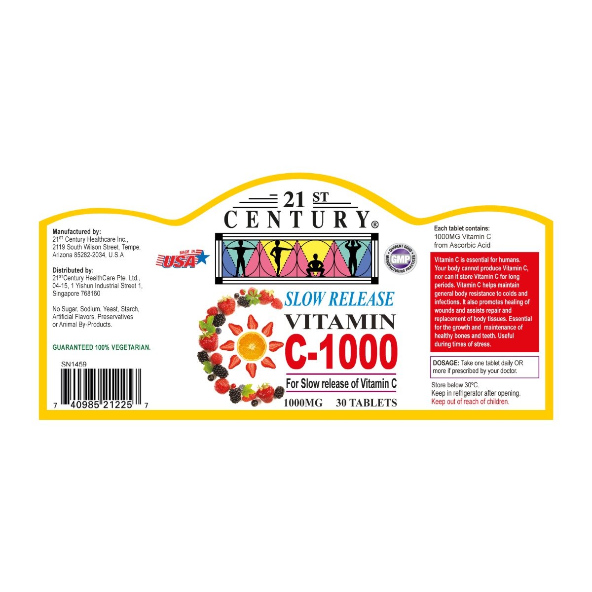 21ST CENTURY VITAMIN C 1000MG S-R 30S TAB