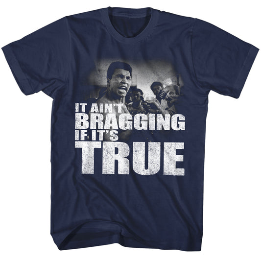 2BHIP MUHAMMAD ALI-DISTRESSED BACK IT UP-NAVY ADULT S/S TSHIRT-XL *